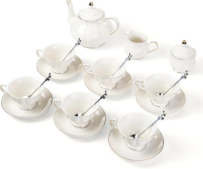 CHENP.HMC Tea Set 22-Piece Porcelain Ceramic Coffee | Tea Gift Sets Cups Saucer - Image 2