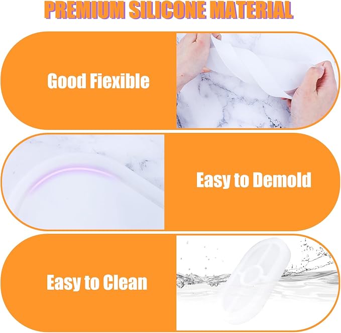 3 Pcs Oval Resin Tray Molds, DIY Thickened Coaster Molds, Epoxy Resin Mold | - Image 6
