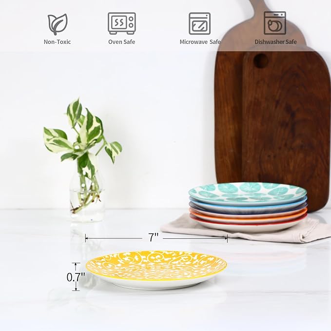 Selamica Ceramic Dessert Plates, 7 Inch Small Plates, Appetizer Plates - Image 3