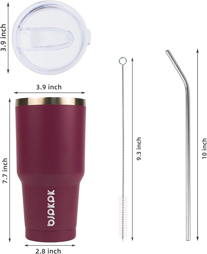 BJPKPK 30 oz Tumbler with Lid and Straw, Insulated Stainless Steel Cup | Double - Image 3
