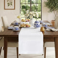 Classic Linen™ by D'Moksha White Table Runner 144 Inches Long, 100% Pure Linen by DMokshaHomes