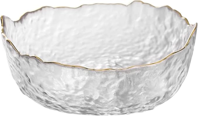 Glass Bowl for Salad Candy Fruit, Decorative Bowl-Crystal Clear Gold, 6.5" | by SYXLTSH