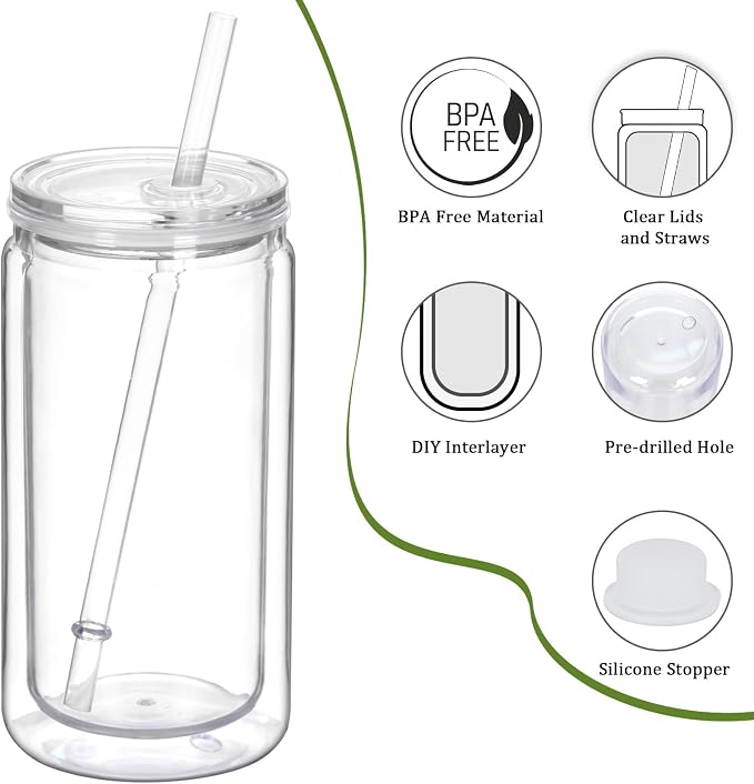 12 Pack 16 Oz Plastic Snow Globe Tumbler, Snowglobe Cups, Acrylic Snowglobe Cup - Image 3