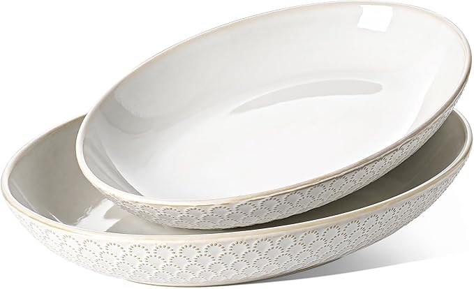 LE TAUCI Ceramic Serving Bowls Set of 2, Large Serving Dishes by LETAUCI