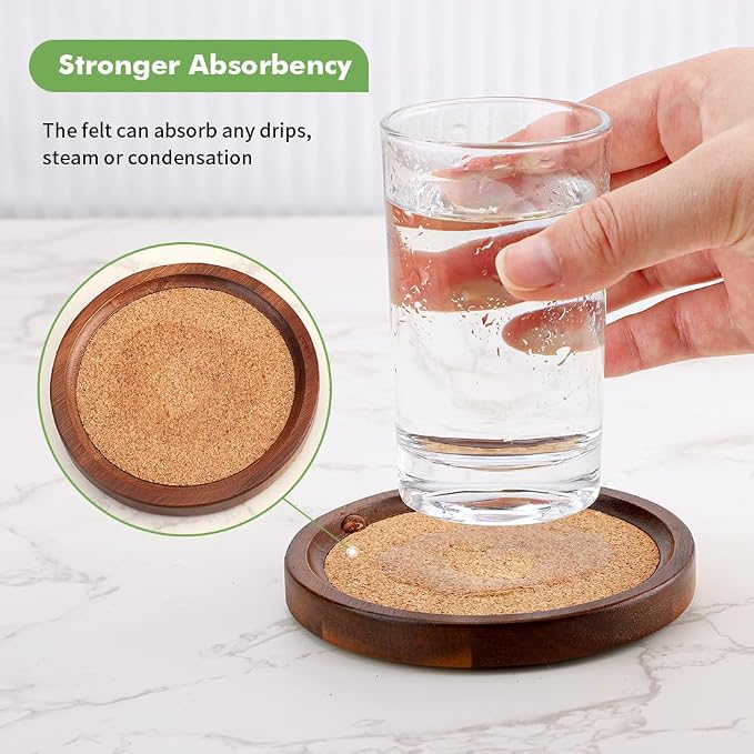 WLWNWFT Wood Cork Coasters for Drinks Absorbent - Image 3