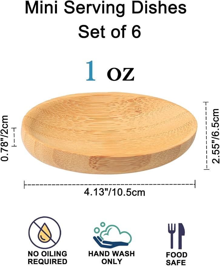 Mini Serving Dishes, Bamboo Small Appetizer Plates - Image 3