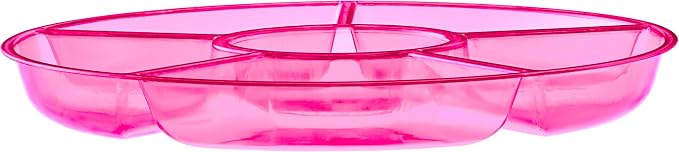 Plasticpro 6 Sectional Round Plastic Serving Tray/Platters Pink Pack of 8 - Image 8