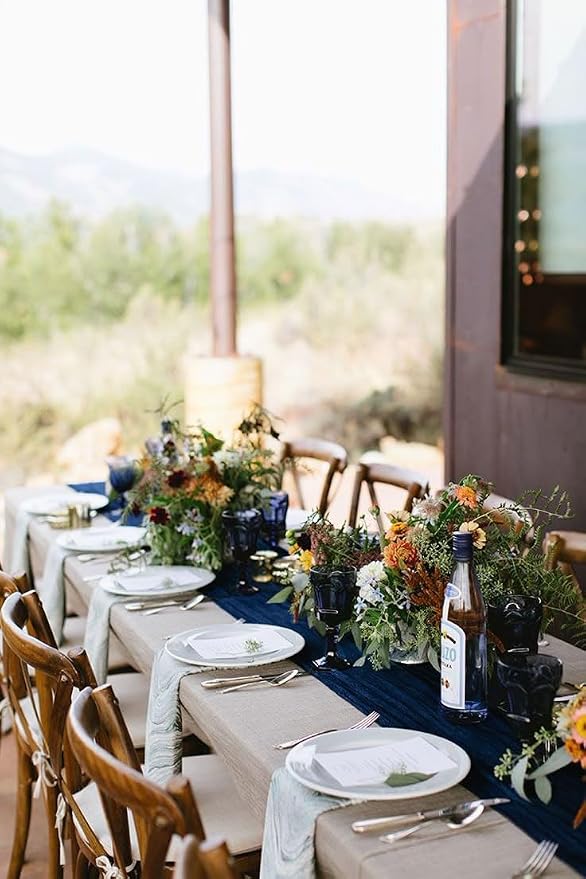 12Pack Navy Blue Cheesecloth Table Runner 20x120inch Gauze Table Runner | Boho - Image 7