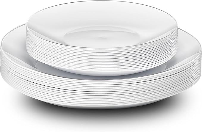 PLASTICPRO 64 Piece Combo Plates Set includes 32-7'' inch Plates & 32-10'' inch - Image 6