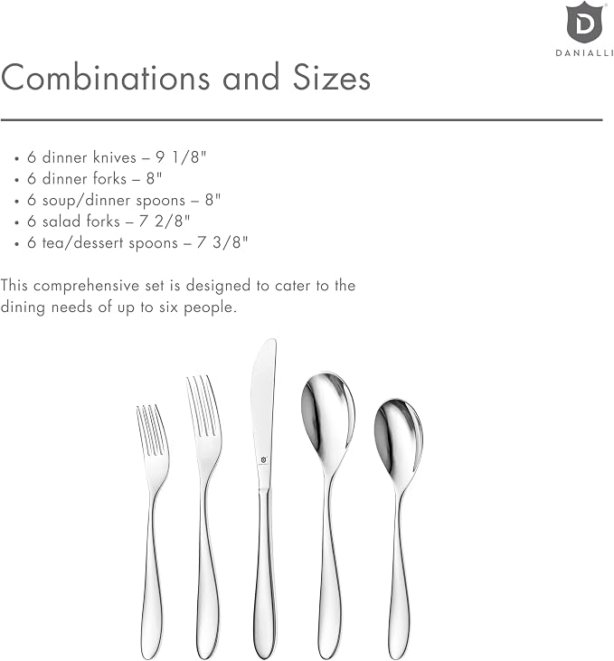 Silverware Set for 6 | 18/10 Stainless Steel Flatware Set | Mirror Finish - Image 8
