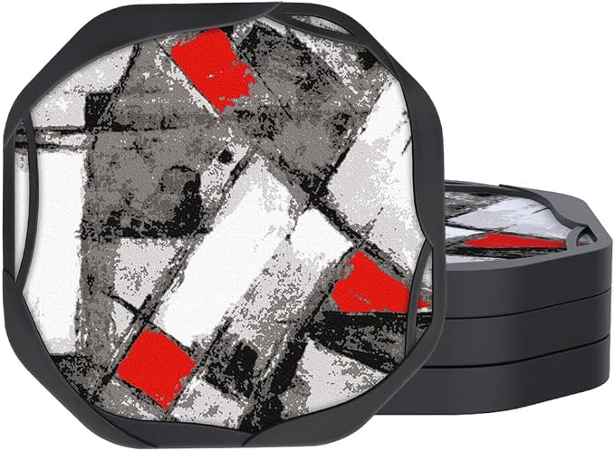 UMIRRO Absorbent Felt & Silicone Drink Coasters Set of 4, Modern Abstract by Umirro