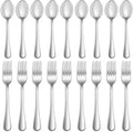 32 Pcs Forks and Spoons Silverware Set, Food Grade Stainless Steel Flatware by MUTNITT