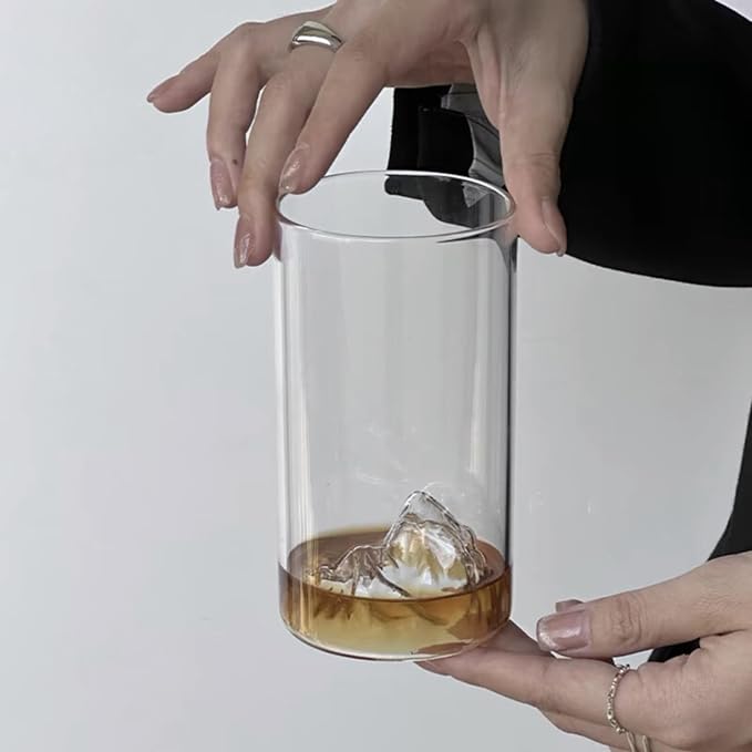 Mountain View Glass Cups – Modern Clear Glass Cups Set, Sleek Design, - Image 2