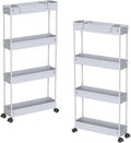 2-piece Set Slim Storage Cart 3 Tier, Bathroom Organizer Rolling Utility by Home