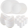 32pcs White Wheat Straw Dinnerware Set, Plates and Bowls Sets by supernal