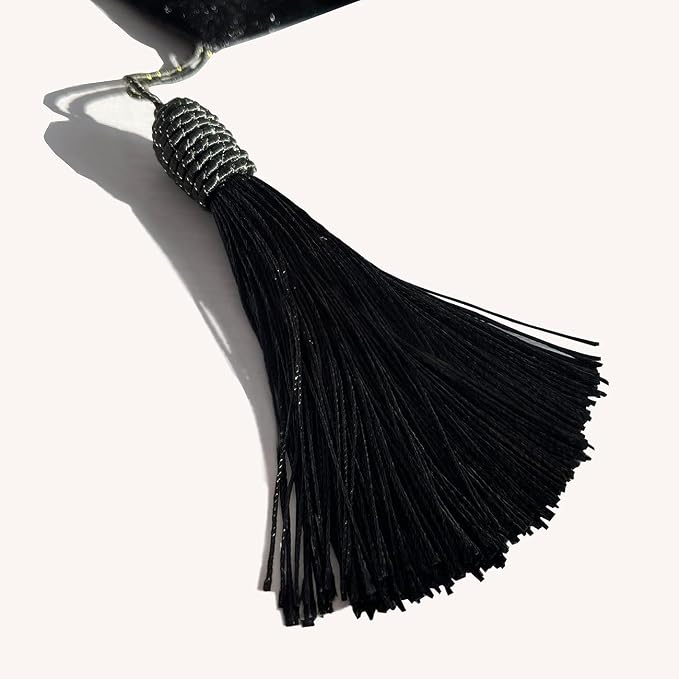 Elegant Sequin Rhinestone Black Table Runner, Ombre Velvet, Double-Layer - Image 3