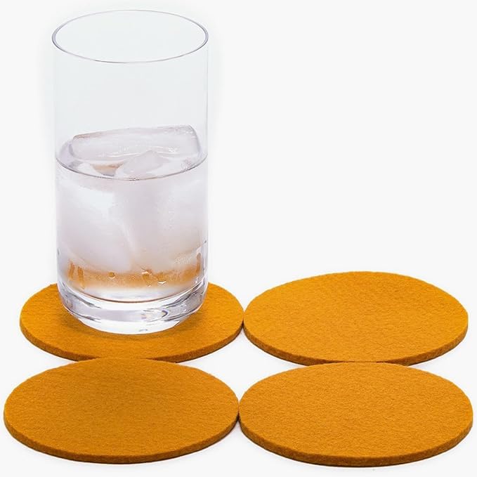 Graf Lantz - Bierfilzl Merino Wool Round Coasters Set of 4 - Turmeric - Absorbs by GrafLantz