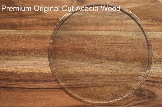 9" Acacia Wood Lazy Susan Organizer Kitchen Turntable - Image 4