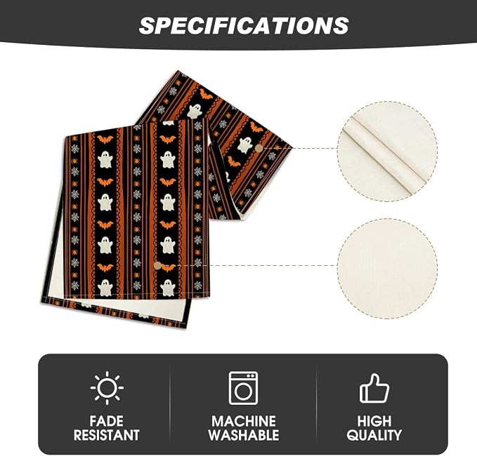 Artoid Mode 210 GSM Halloween Table Runner 13x36 Inch Home Party Decor | Ghosts - Image 5