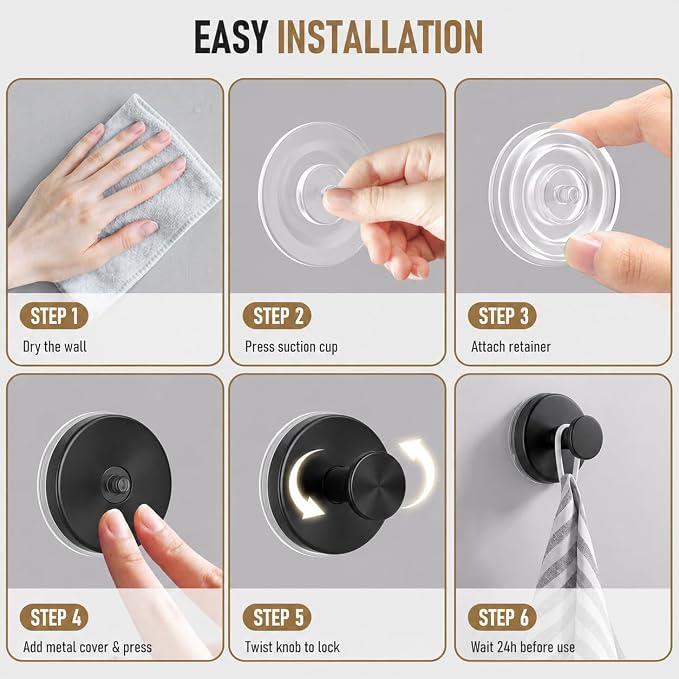 Suction Cup Hooks for Shower, Shower Hooks for Inside Shower, No Drill Bathroom - Image 7