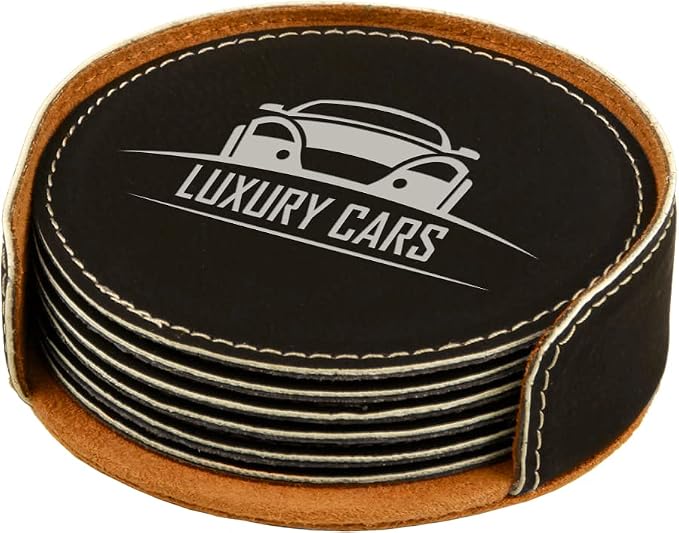 Custom Engraved Coasters | Personalized Leather Coaster | Set of 6 | Drink by AMERICAN+PERSONALIZED