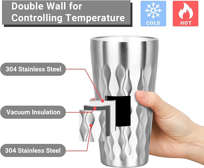 Stainless Steel Drinking Glasses, 19 oz Insulated Tumbler, 12 Pack Double Wall - Image 3