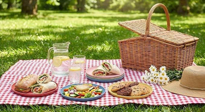 8 PCS Wheat Straw Plates, Kaloo 7.7 Inch Melamine Reusable Plastic Unbreakable - Image 3