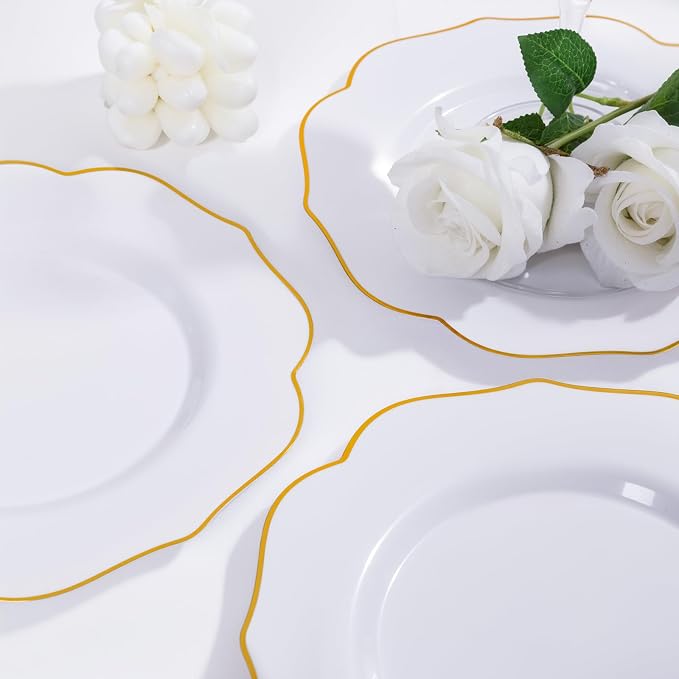 bUCLA 48Pieces Gold Plastic Dessert Plates Disposable - Image 7