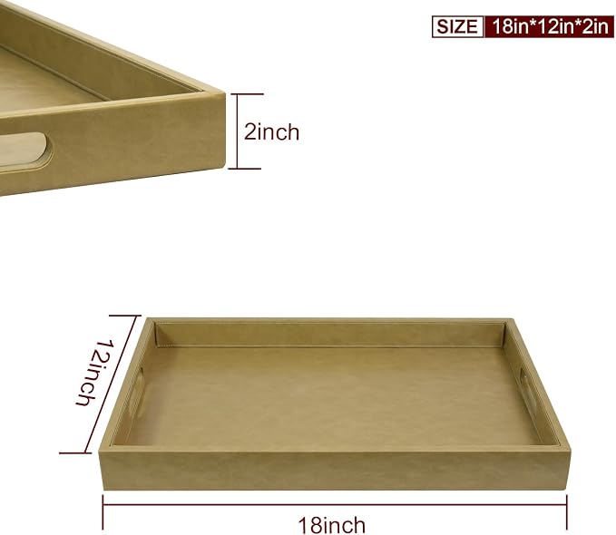 18 x 12 inches Leather Ottoman Serving Tray - Image 8