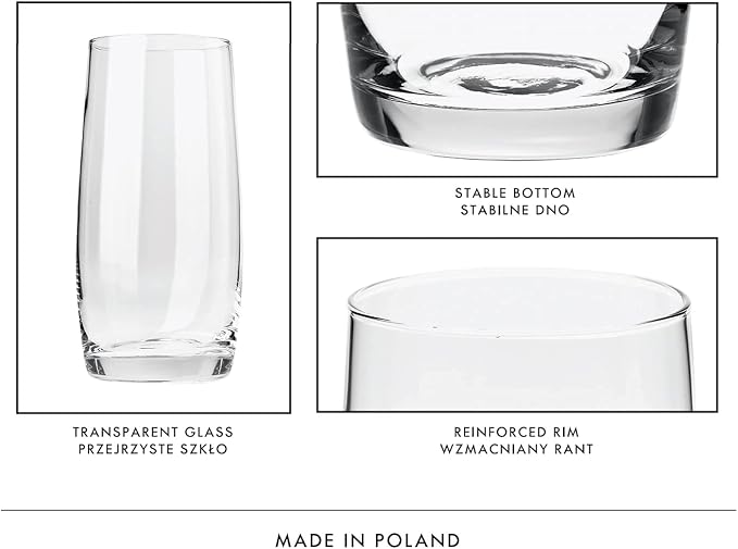 Krosno Blended Long Drink Glasses | Set of 6 | 13.9 oz | Tall Drinking Glasses - Image 8