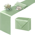 Manyshofu Sage Green Satin Table Runner 12x108 by Manyshofu