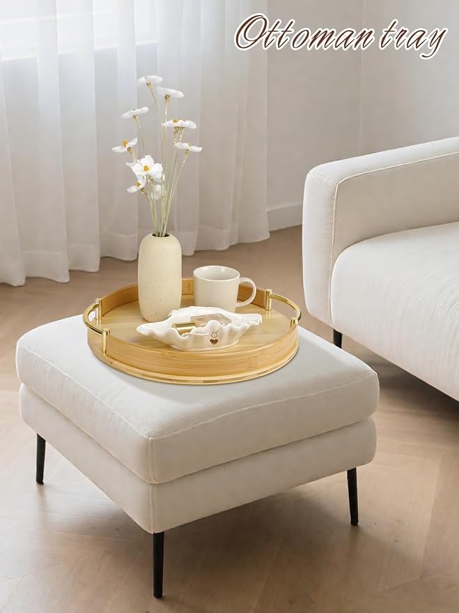 JUPELI 14″ Round Bamboo Serving Tray - Image 4