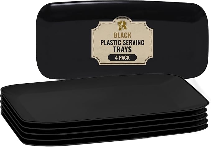 R-kay 4 Pack Black Plastic Serving Tray by R-KAY