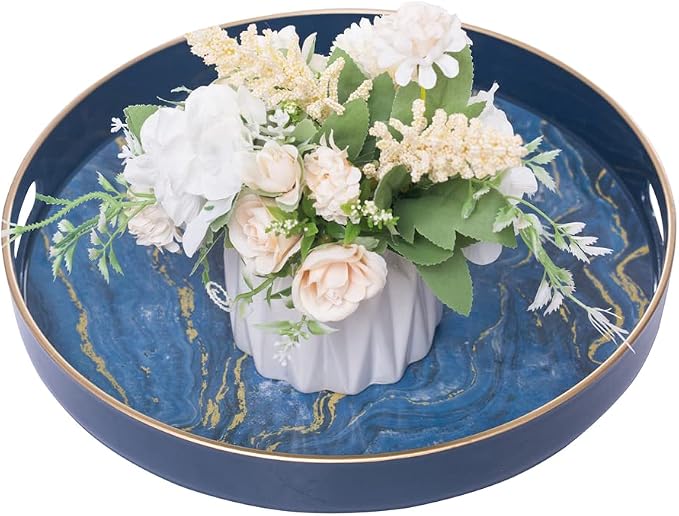 13" Round Decorative Tray, Marbling Plastic Tray - Image 5