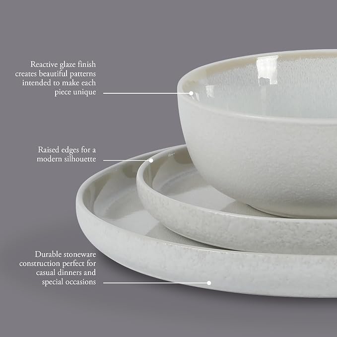 Gibson Elite Tahoe Sunset 12 Piece Stoneware Reactive Glaze Ceramic Plates and - Image 3