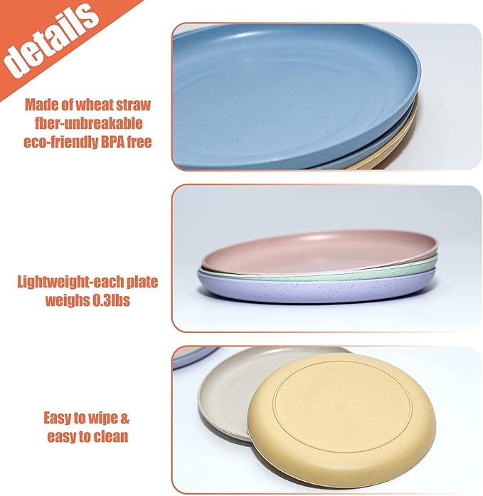 SHECIPIN 12 PACK 6 Inches Lightweight Mini Wheat Straw Plates, Reusable Plate - Image 4