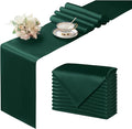 Manyshofu Dark Green Satin Table Runner 12x108 by Manyshofu