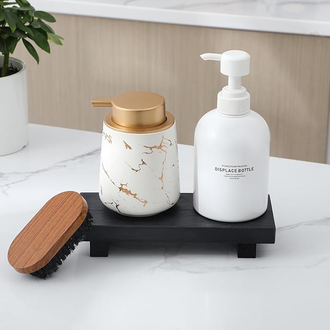 Wood Bathroom Tray Farmhouse Decor Kitchen Soap Holder, 8.7" x 3.6" Black | - Image 6