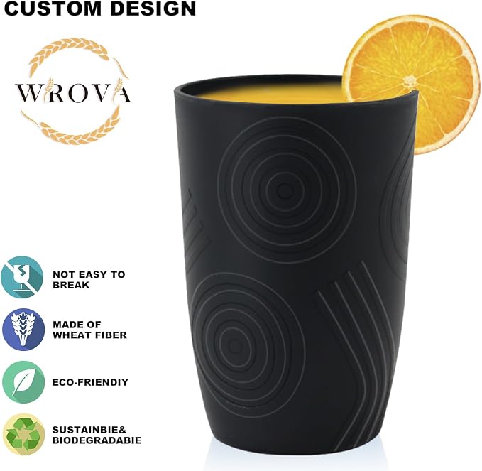 Wrova Wheat Straw Cups 16oz Tumbler Set of 8 - Image 3