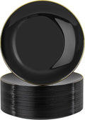 Nervure 100PCS Black and Gold Plastic Plates 10.25″Disposable Dinner Plate | by Nervure