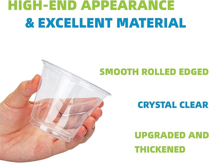 TashiBox 300 Pack 9 oz Clear Plastic Cups, Non Reusable Tumblers Crystal Clear - Image 3