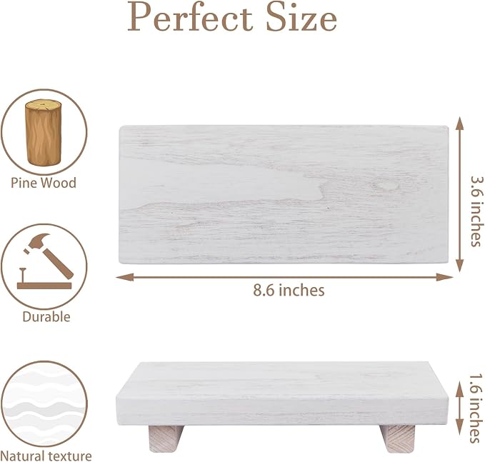 Wood Bathroom Tray Farmhouse Decor Kitchen Soap Holder, 8.7" X 3.6" White | - Image 5