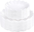LIYH 50 Pcs White Scalloped Plastic Plates Reusable by LIYHLoveinyourheart