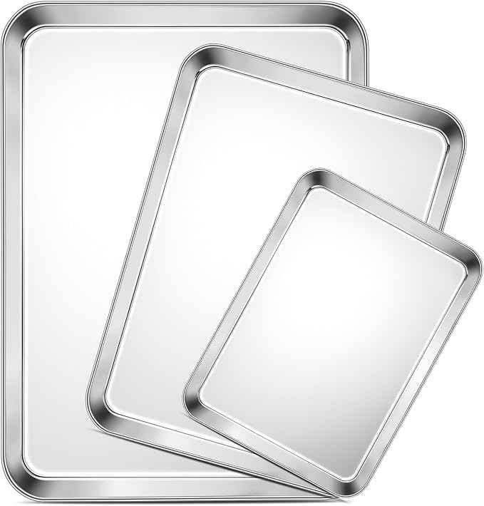 TeamFar Baking Sheet, Cookie Sheets Baking Pans Set of 3, 16/12.5/9.3 Inch | by TeamFar