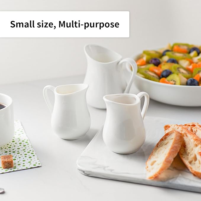 Gurygo 16 Oz Classic White Ceramic Small Creamer Pitcher - Image 5