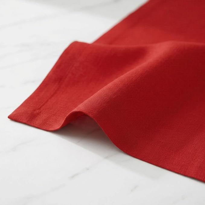 Solino Home 100% Pure Linen Dining Table Runner Red Woven, Fete 14 x 36 in | - Image 5