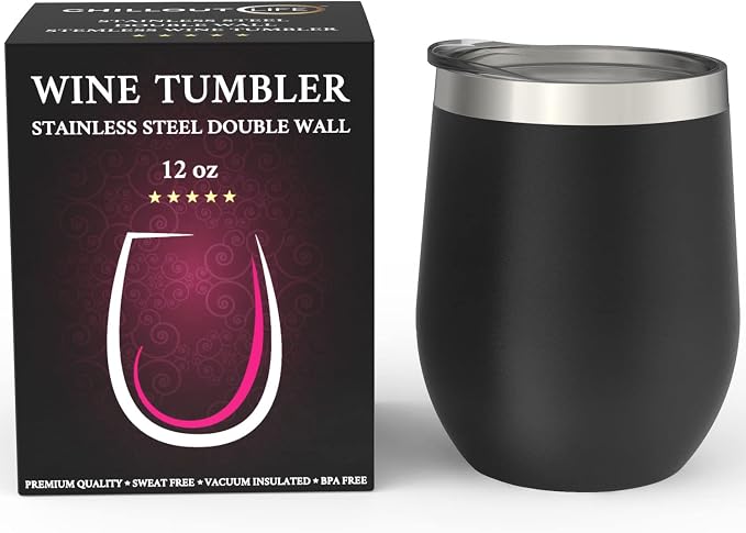 CHILLOUT LIFE 12 oz Stainless Steel Wine Tumbler - Image 2
