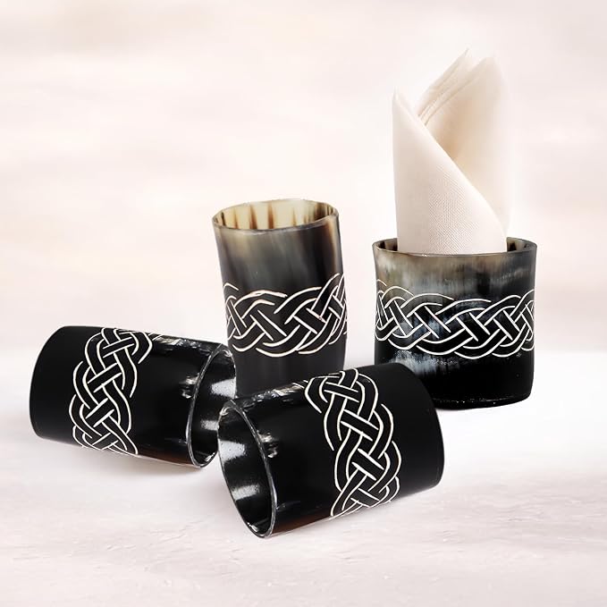 Handicrafts Home Viking Horn Shot Glasses Set of 4, Handmade Natural Ox Horn - Image 4