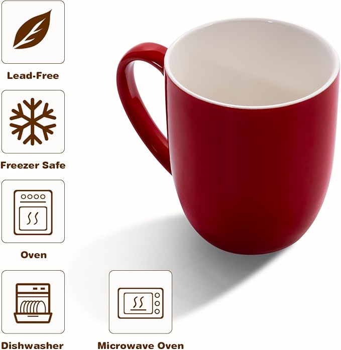 Urbanstrive 16 oz Large Coffee Mugs Set of 4 Ceramic Coffee Mug White Coffee - Image 3