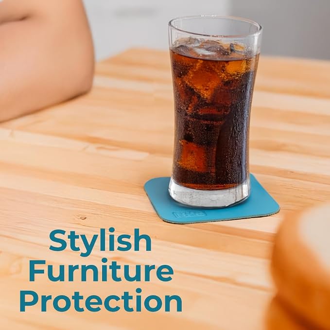 BLACK+DECKER Square Coasters Set of 4, Water-Resistant | Flexible Durable 4" - Image 4